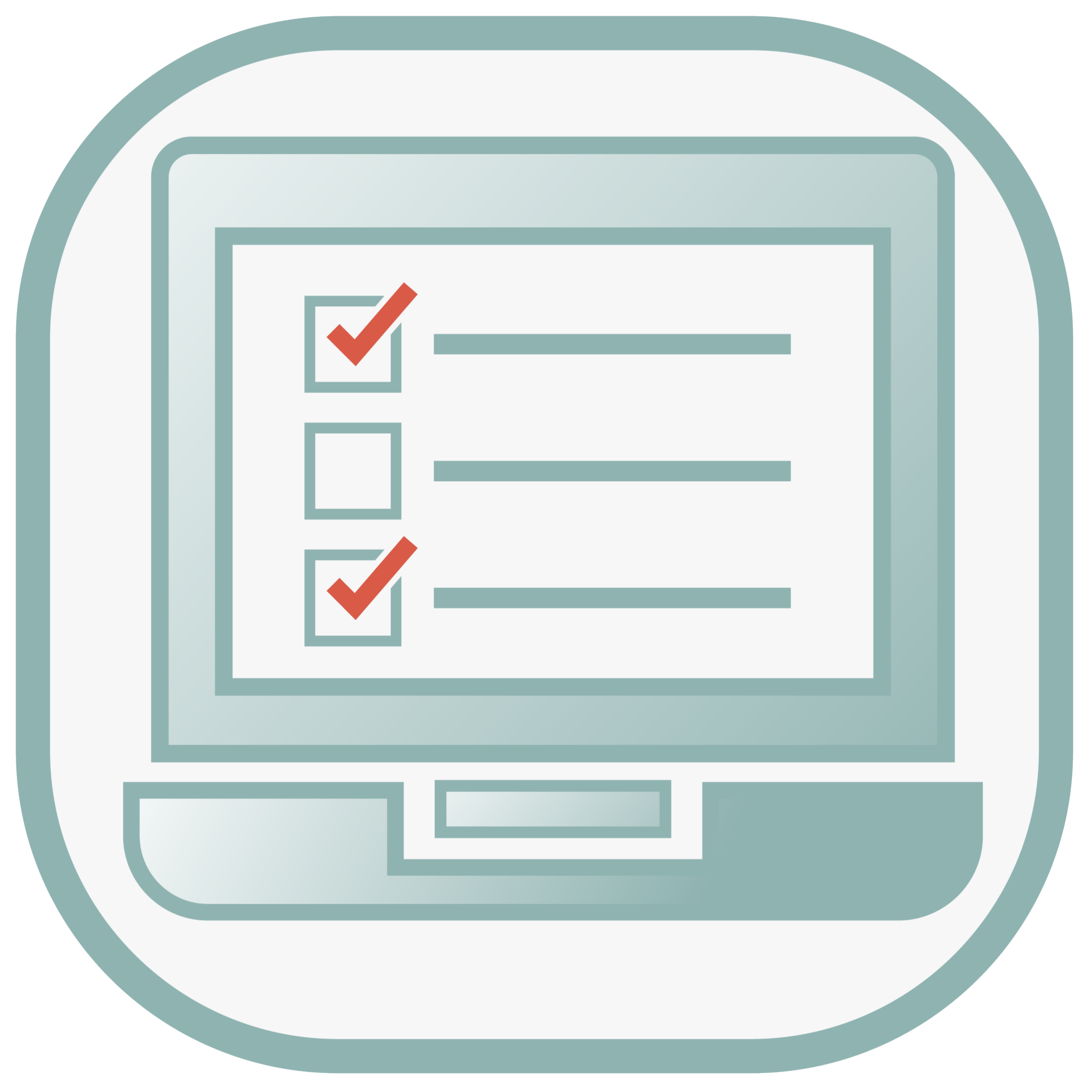Icon of a laptop with an in-progress checklist, symbolizing streamlined back-office operations and project management.