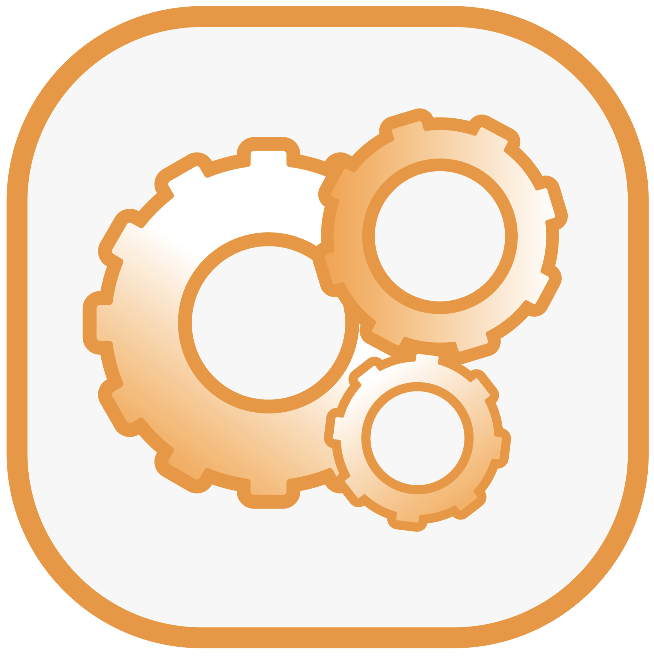 Icon for the Complete Operations service package, showing interconnected gears to represent fully integrated back-office systems.